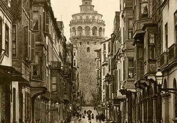 eski döneme ait Galata kulesi'nin…